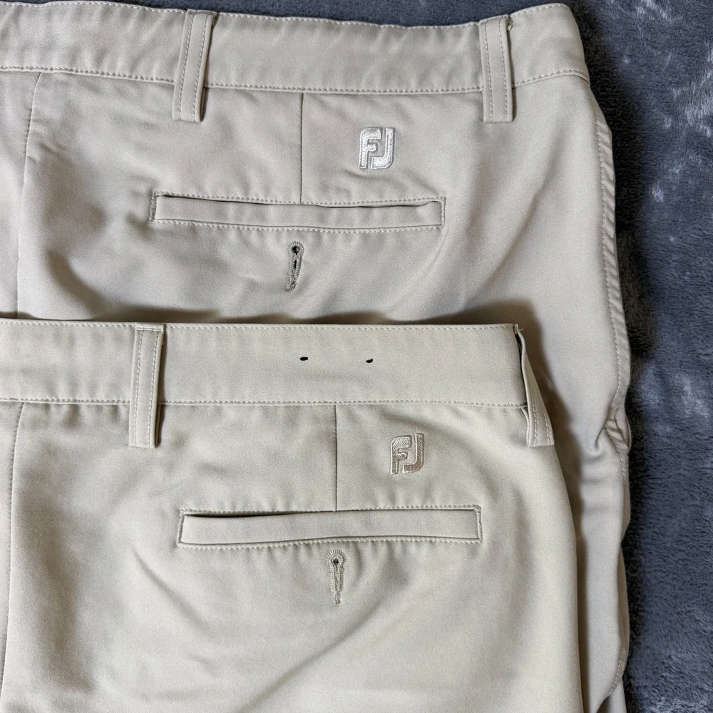 Lot of 2 FootJoy Mens Golf Pants 38 Tan Khaki Performance Stretch Trousers